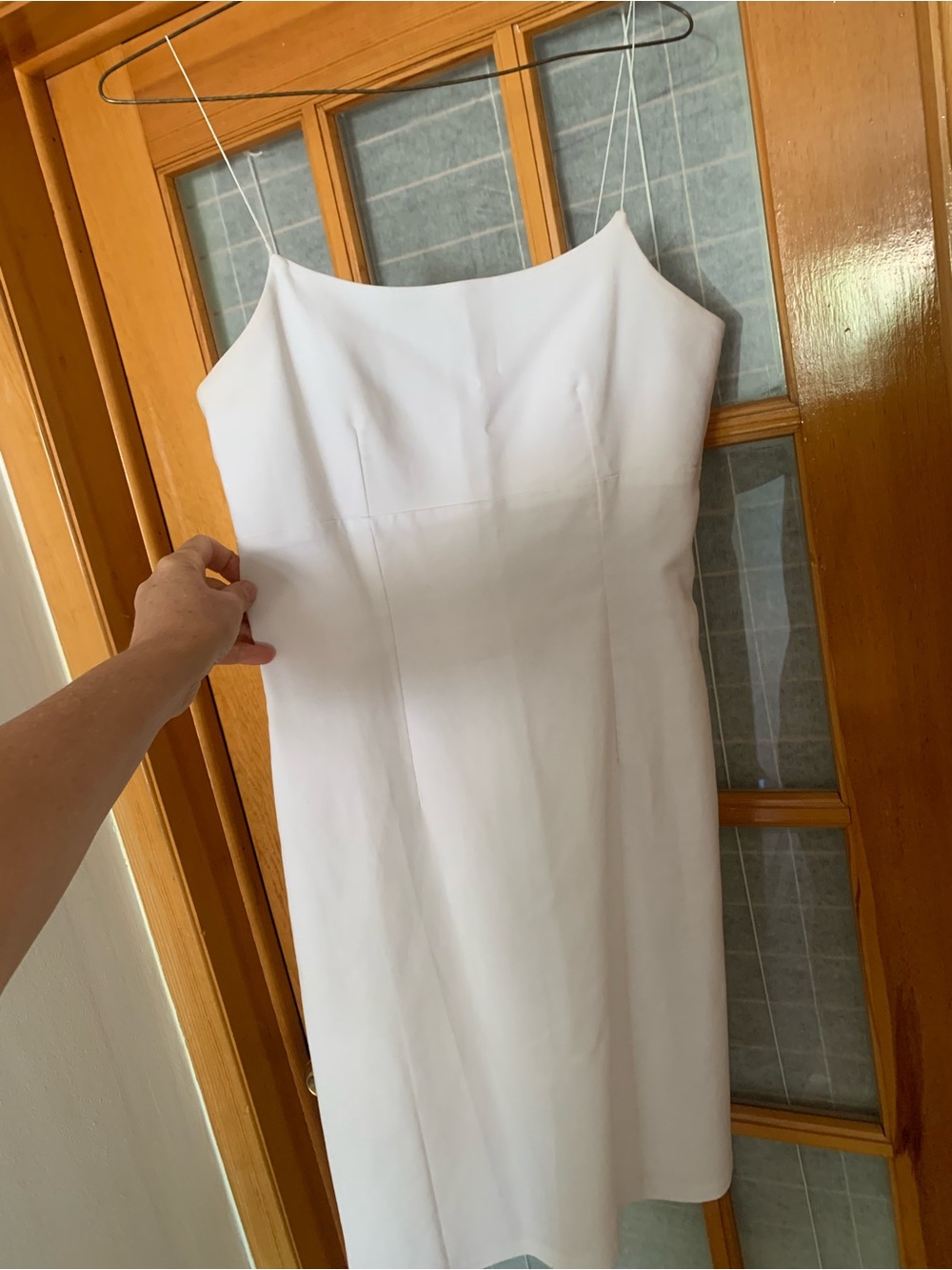 Classic White Spaghetti Strap Dress - Minimalist Women's Dress strechy sz M